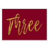 金ゴールドとブルゴーニュエレガントーのテーブル番号3 テーブルナンバー (裏面)