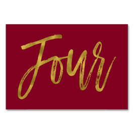 金ゴールドとブルゴーニュエレガントーのテーブル番号4 テーブルナンバー