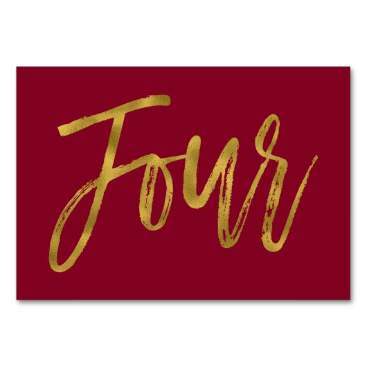 金ゴールドとブルゴーニュエレガントーのテーブル番号4 テーブルナンバー (正面)