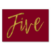 金ゴールドとブルゴーニュエレガントーのテーブル番号5 テーブルナンバー (裏面)