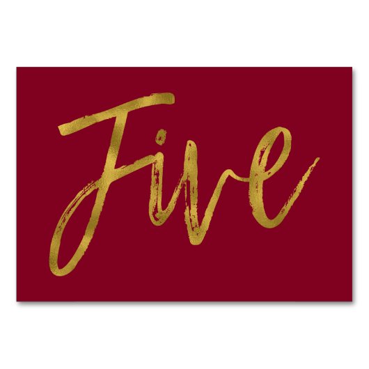 金ゴールドとブルゴーニュエレガントーのテーブル番号5 テーブルナンバー (正面)