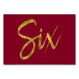 金ゴールドとブルゴーニュエレガントーのテーブル番号6 テーブルナンバー