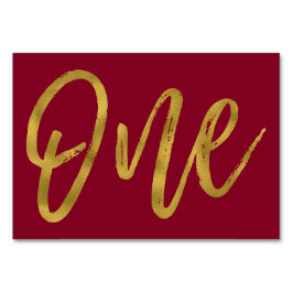 金ゴールドとブルゴーニュエレガント・マルサラのテーブル番号1 テーブルナンバー