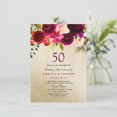 金ゴールドとブルゴーニュフローラ50結婚周年記念 招待状 (スタンド正面)