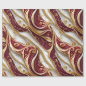 金ゴールドとブルゴーニュ大理石流 ラッピングペーパー (フラット)