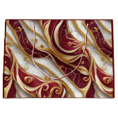 金ゴールドとブルゴーニュ大理石流 ラージペーパーバッグ (正面)