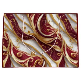 金ゴールドとブルゴーニュ大理石流 ラージペーパーバッグ