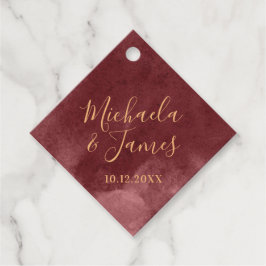 金ゴールドとブルゴーニュ水カラーメッセージカード フェイバータグ