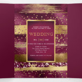 金ゴールドとブルゴーニュ結婚ーの筆 三つ折り招待状 (内部中)