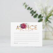 金ゴールドとブルゴーニュ赤ベビーシャワーアドバイスカード ポストカード (スタンド正面)