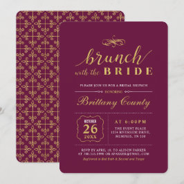 金ゴールドとブルゴーニュ | エレガントウェディングブライダルブランチ 招待状