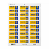 金ゴールドとブルーの卒業差出人住所ラベル ラベル (フルシート)