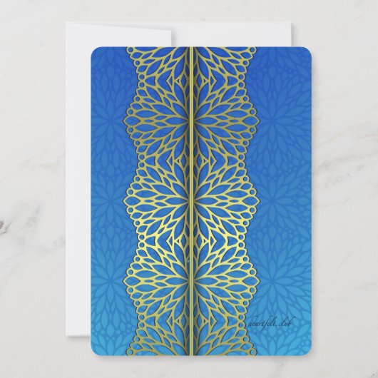 金ゴールドとブルーの卒業招待状 招待状 (裏面)