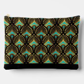 金ゴールドとブルーアールデコパターンモノグラムダッフルバ アクセサリーポーチ (正面)