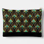 金ゴールドとブルーアールデコパターンモノグラムダッフルバ アクセサリーポーチ (裏面)