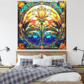 金ゴールドとブルーアールデコ新しい キャンバスプリント (インサイチュ (寝室))