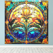 金ゴールドとブルーアールデコ新しい キャンバスプリント (インサイチュ (ウッドフロア))