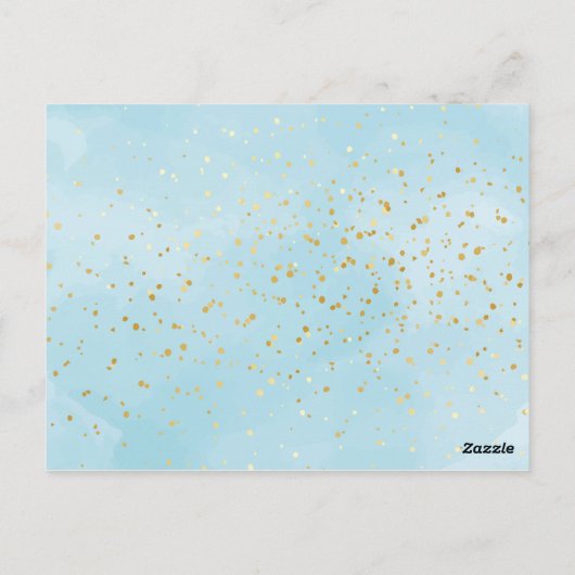金ゴールドとブルーウォーター色ボーイバプテスマありがとう ポストカード (裏面)