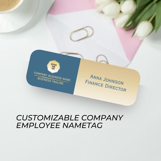 金ゴールドとブルーカスタム、パーソナライズされた会社磁気 名札