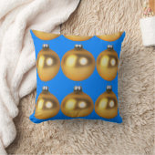 金ゴールドとブルークリスマスホリデーズホームデコレーション クッション (ブランケット)