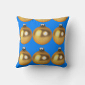 金ゴールドとブルークリスマスホリデーズホームデコレーション クッション (裏面)