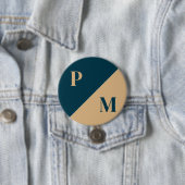 金ゴールドとブルーコントラストカスタムイニシャル 缶バッジ (インサイチュ)