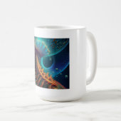 金ゴールドとブルーシダ コーヒーマグカップ (正面右)