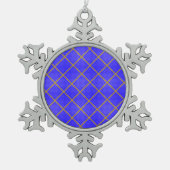 金ゴールドとブルースノーフレークのクリスマス装飾 スノーフレークピューターオーナメント (正面)