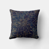 金ゴールドとブルーダリアフラワー クッション (裏面)