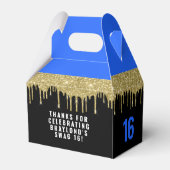 金ゴールドとブルードリピンスワッグ16誕生日 フェイバーボックス (裏面サイド)