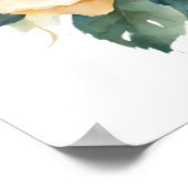 金ゴールドとブルーバラロマンチックな水色のポスター ポスター (角)