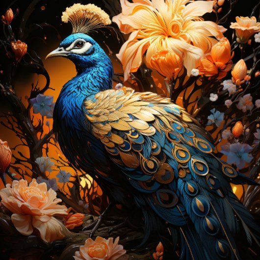 金ゴールドとブルーピーコック ネクタイ