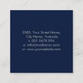 金ゴールドとブルーフラワー・オブ・ライフ・オーナメント スクエア名刺 (裏面)