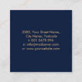 金ゴールドとブルーフラワー・オブ・ライフ・オーナメント スクエア名刺 (裏面)