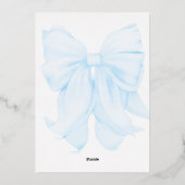 金ゴールドとブルーボウボーイバプテスデジタエレガントル 箔招待状 (裏面)