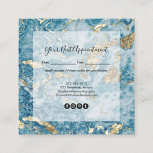 金ゴールドとブルーマーブルサロン 予約カード