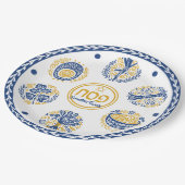 金ゴールドとブルーユダヤ教の休日ヘブライ人の通行人 ペーパープレート (アングル)