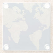 金ゴールドとブルーワールドマップ ガラスコースター (裏面)