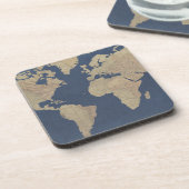 金ゴールドとブルーワールドマップ コースター (左側)