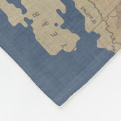 金ゴールドとブルーワールドマップ フリースブランケット (角)