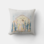 金ゴールドとブルー出生の休日 クッション (正面)