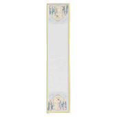 金ゴールドとブルー出生の休日 ショートテーブルランナー (正面)