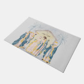 金ゴールドとブルー出生の休日 ドアマット (アングル)