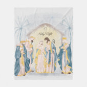 金ゴールドとブルー出生の休日 フリースブランケット (正面)