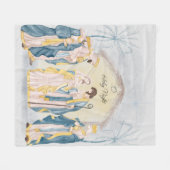 金ゴールドとブルー出生の休日 フリースブランケット (正面(横))