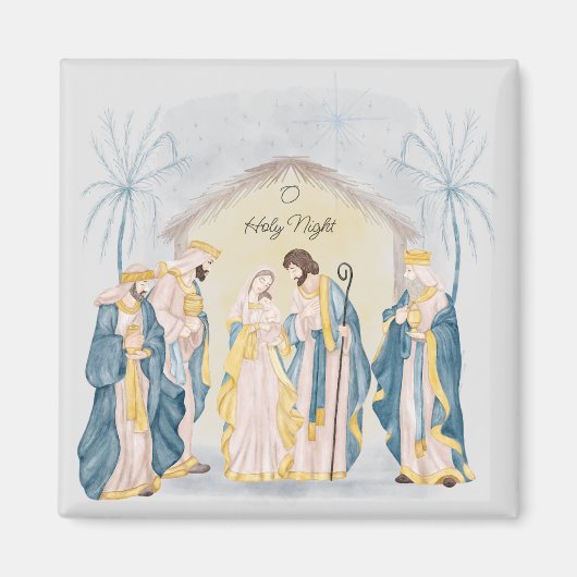 金ゴールドとブルー出生の休日 マグネット (正面)