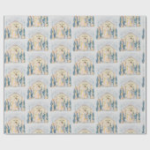 金ゴールドとブルー出生の休日 ラッピングペーパー (フラット)