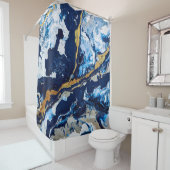 金ゴールドとブルー絵画アクリルの抽象芸術アートAbstra シャワーカーテン (インサイチュ)