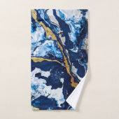 金ゴールドとブルー絵画アクリルの抽象芸術アートAbstra バスタオルセット (ハンドタオル)