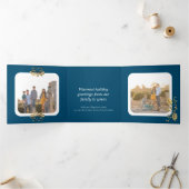 金ゴールドとブルー4フォトクリスマス 三つ折りカード (内部)